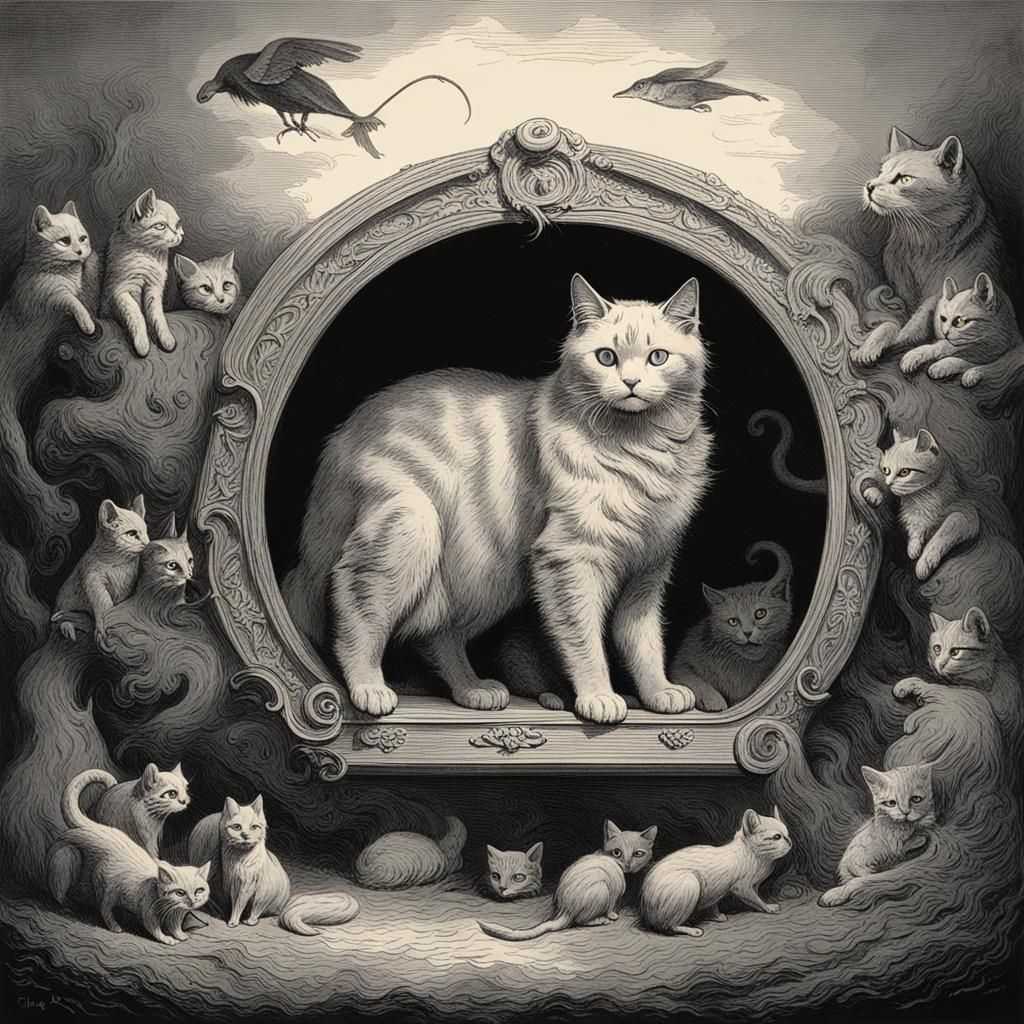 Gothic Horror Cat Poem Illustration