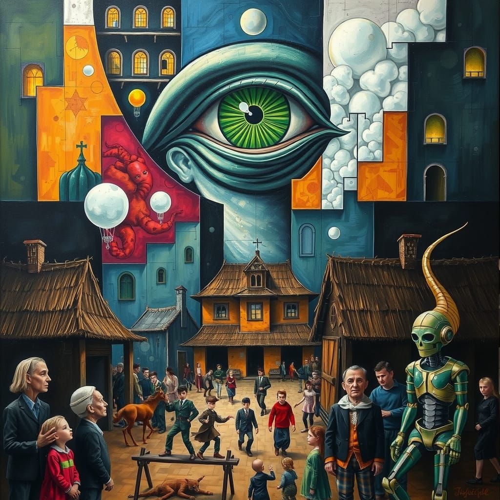 Surrealist Masterpiece of Chaos and Control in Ancient Times