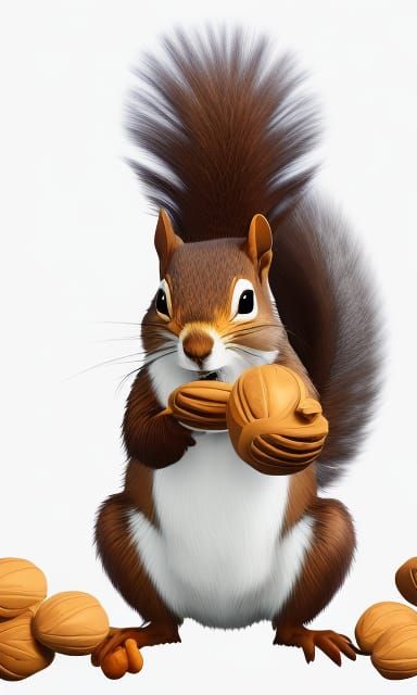 Squirrel eating nuts.