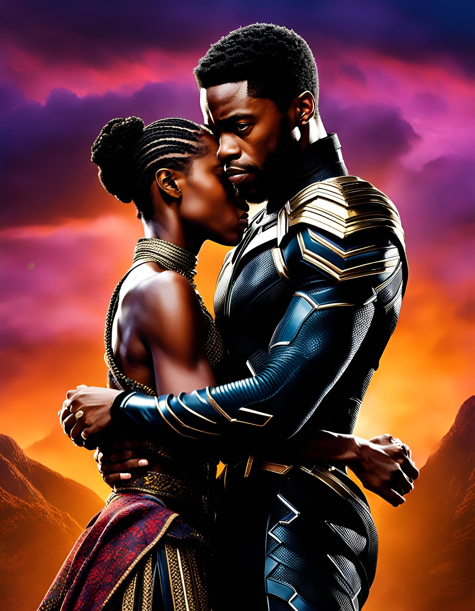 Shuri and T'Challa Black Panther Hug: Epic Poster