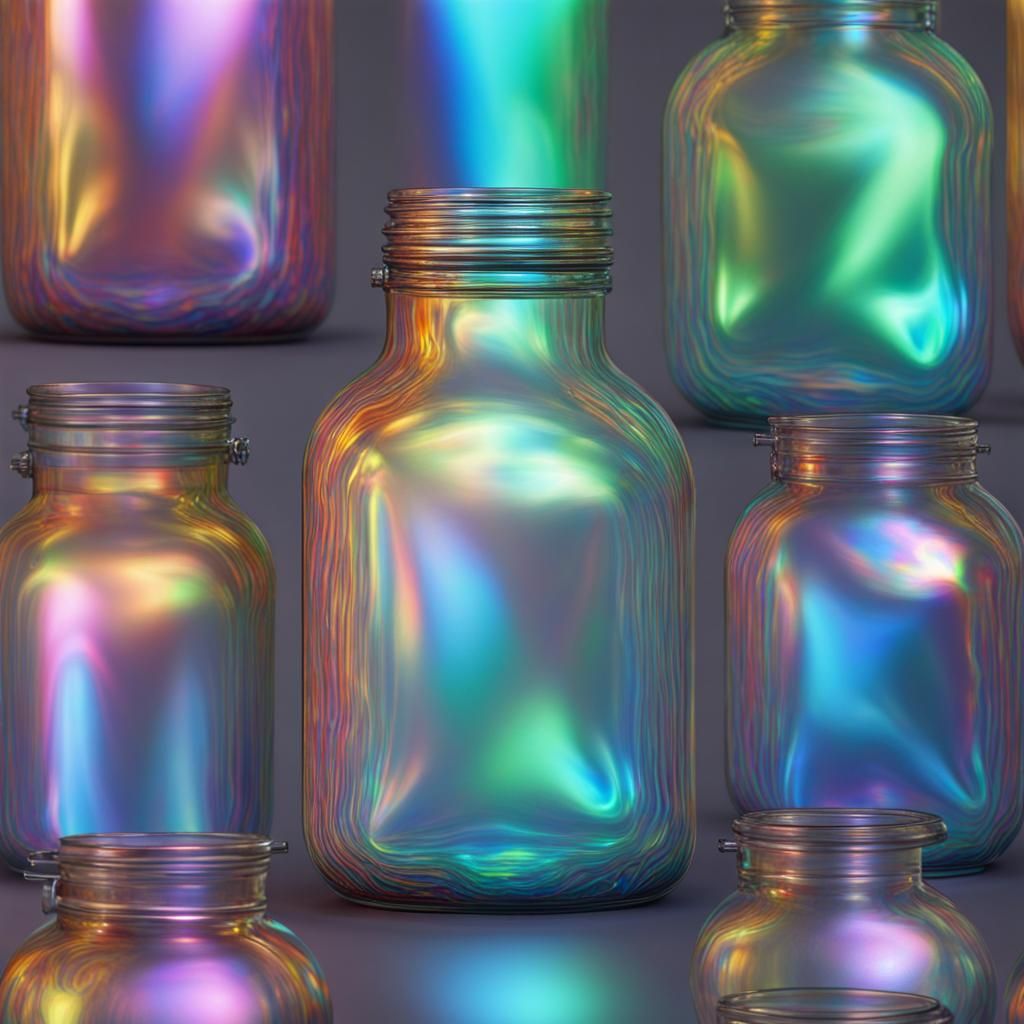 Holographic Blown Glass Art in a Jar