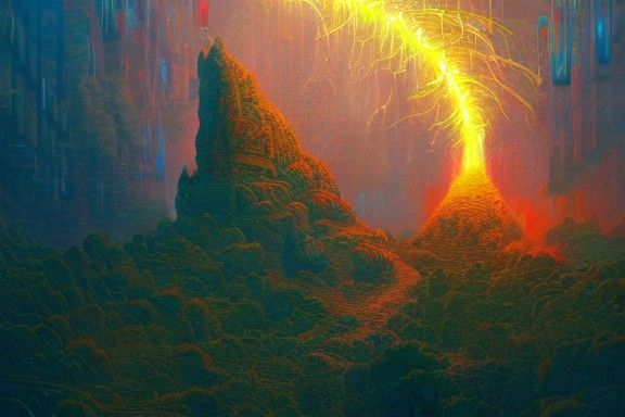 Mystical Man Surrounded by Fractal Lightning