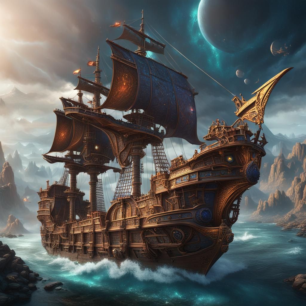 Diamond Ship Fantasy Concept Art in 8k