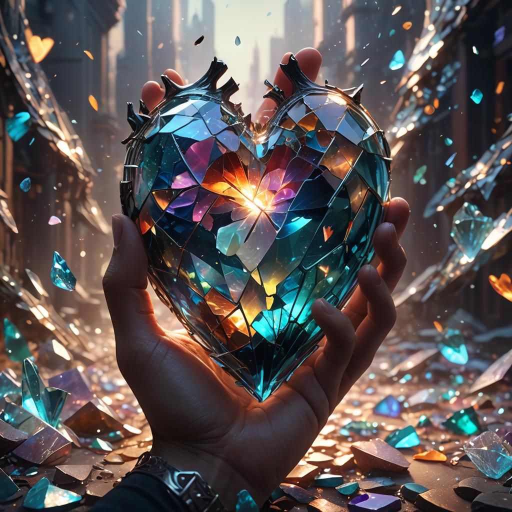 Translucent Being Holds Shattered Heart: Fantasy Concept Art