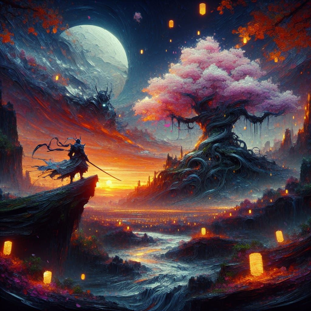 Knight and Glowing Tree Fantasy Concept Art