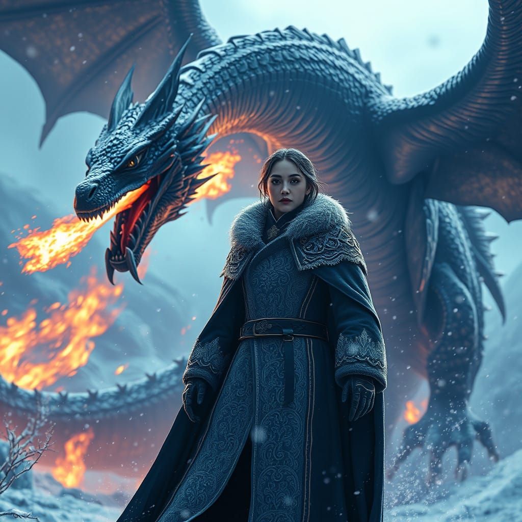 Majestic Dragon Confronts Winter Warrior in Epic, Unreal Eng...