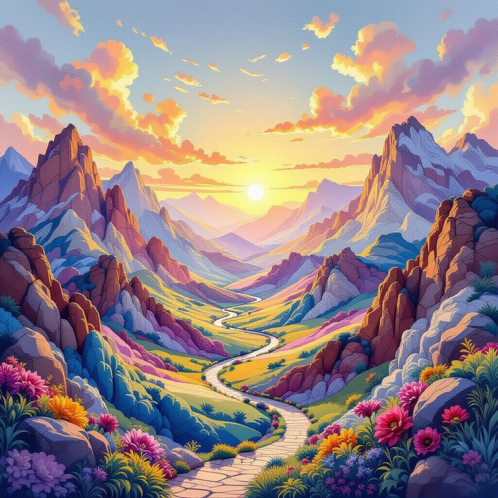 Biblical Wonderland: Majestic Mountains in Candyland Colors