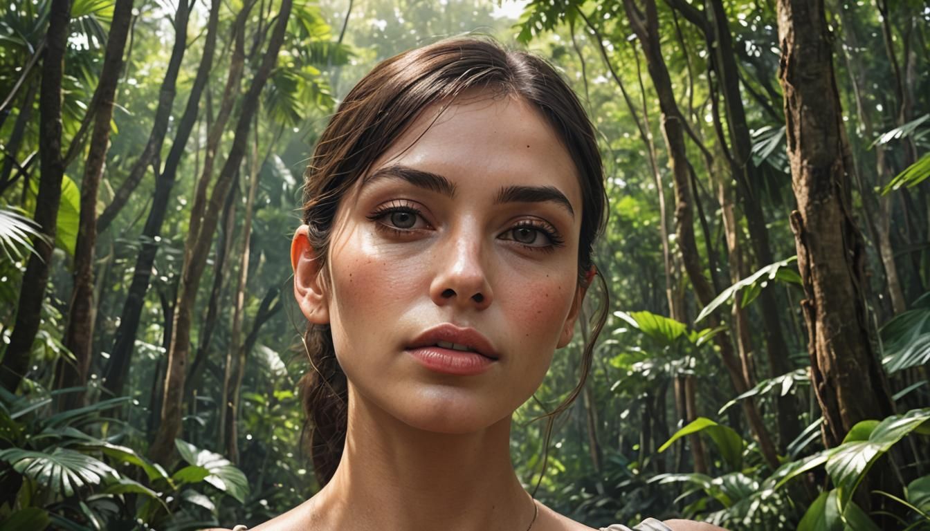 Hyperrealistic Woman with Butterflies in Forest