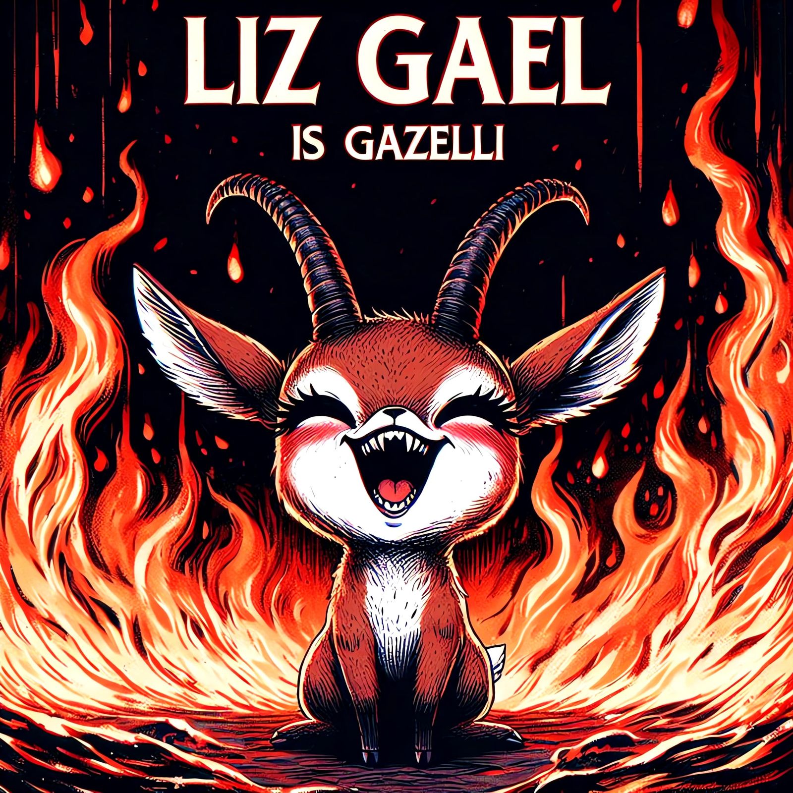 Chibi Gazelle-Demon Unleashes Chaos in Flaming Comic Art