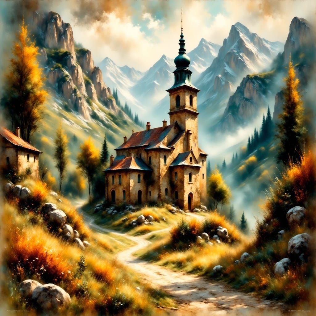 17th Century Church in a Verdant Mountain Pass