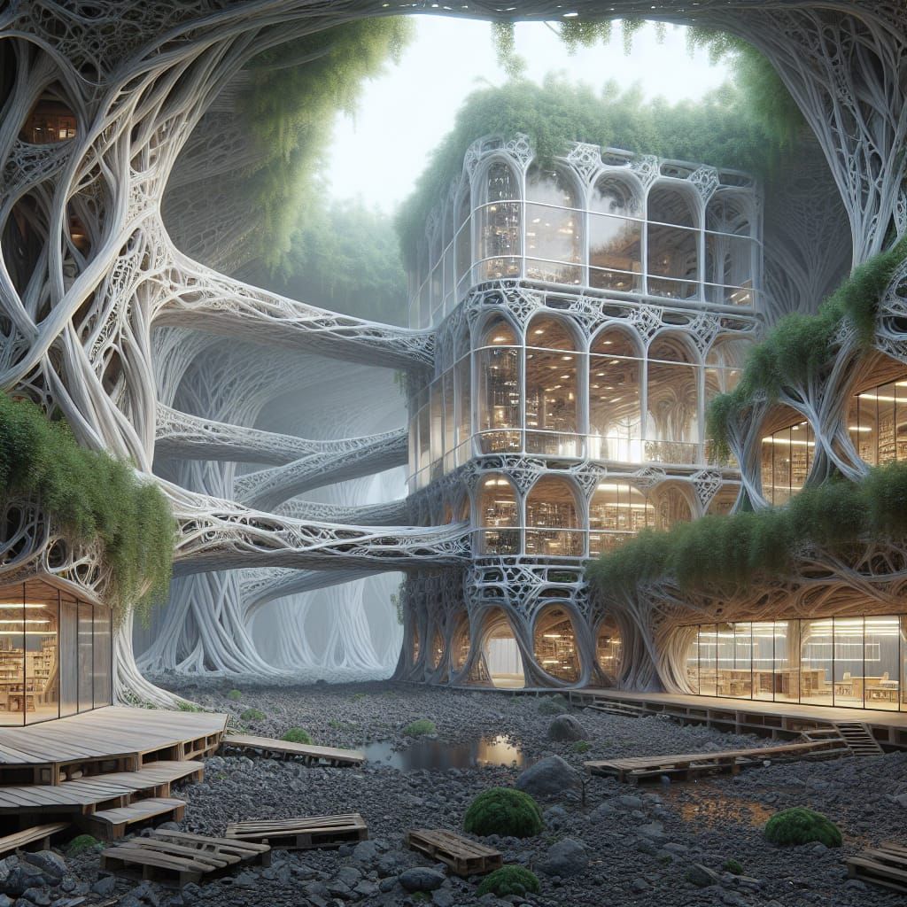 Futuristic Eco Warehouse and Infinite Hyperbolic Maze