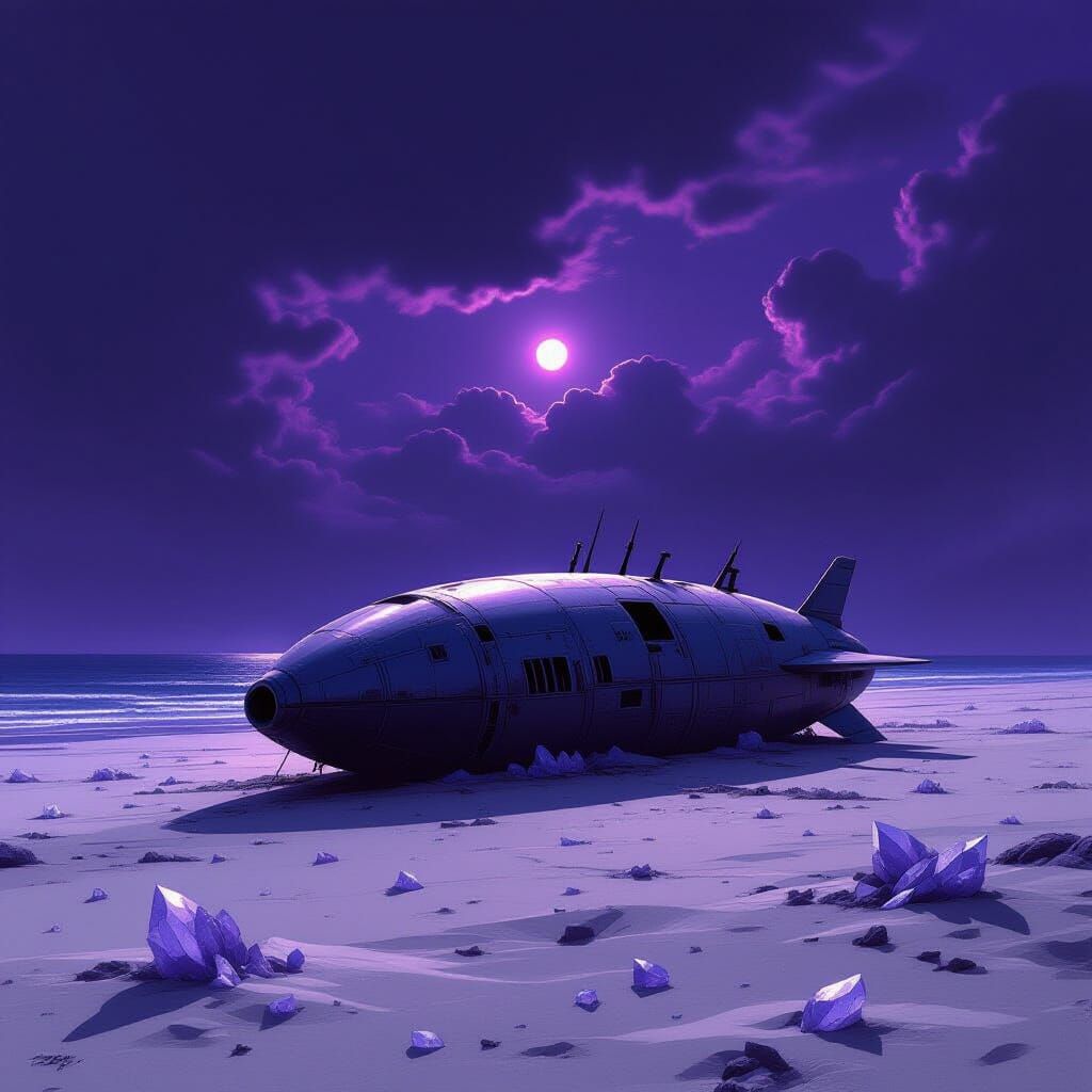 Dilapidated Submersible on Alien Beach