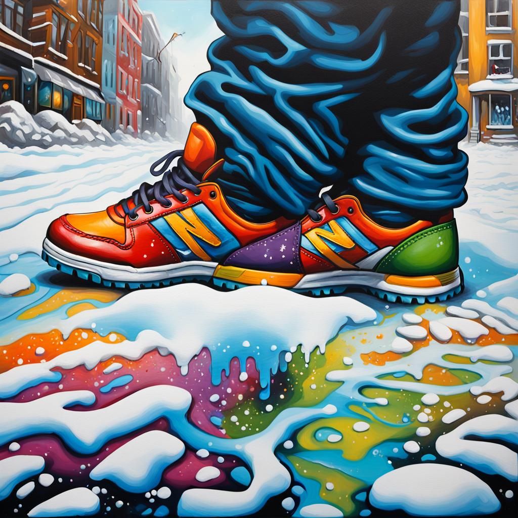 Feet in Snow: Colorful Graffiti Street Art