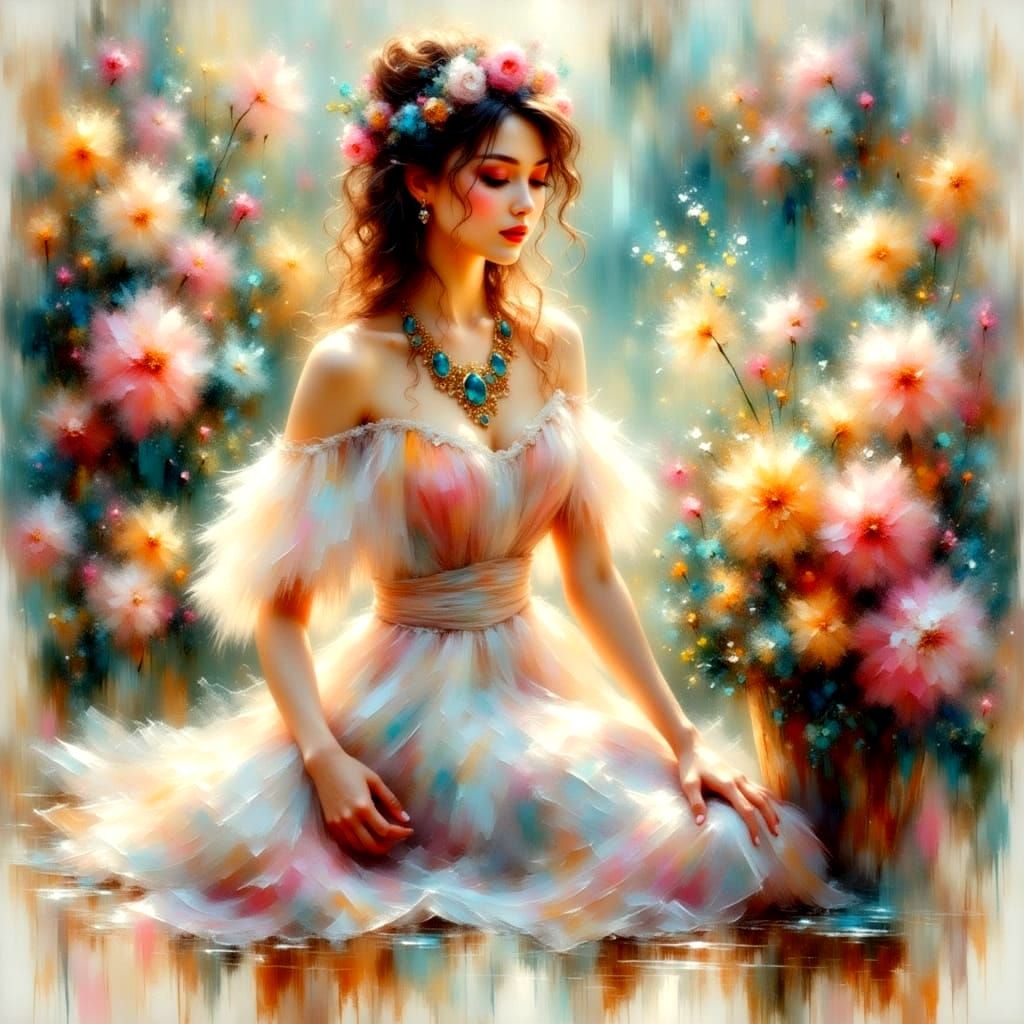 Ethereal Impressionistic Portrait in Summer Rain