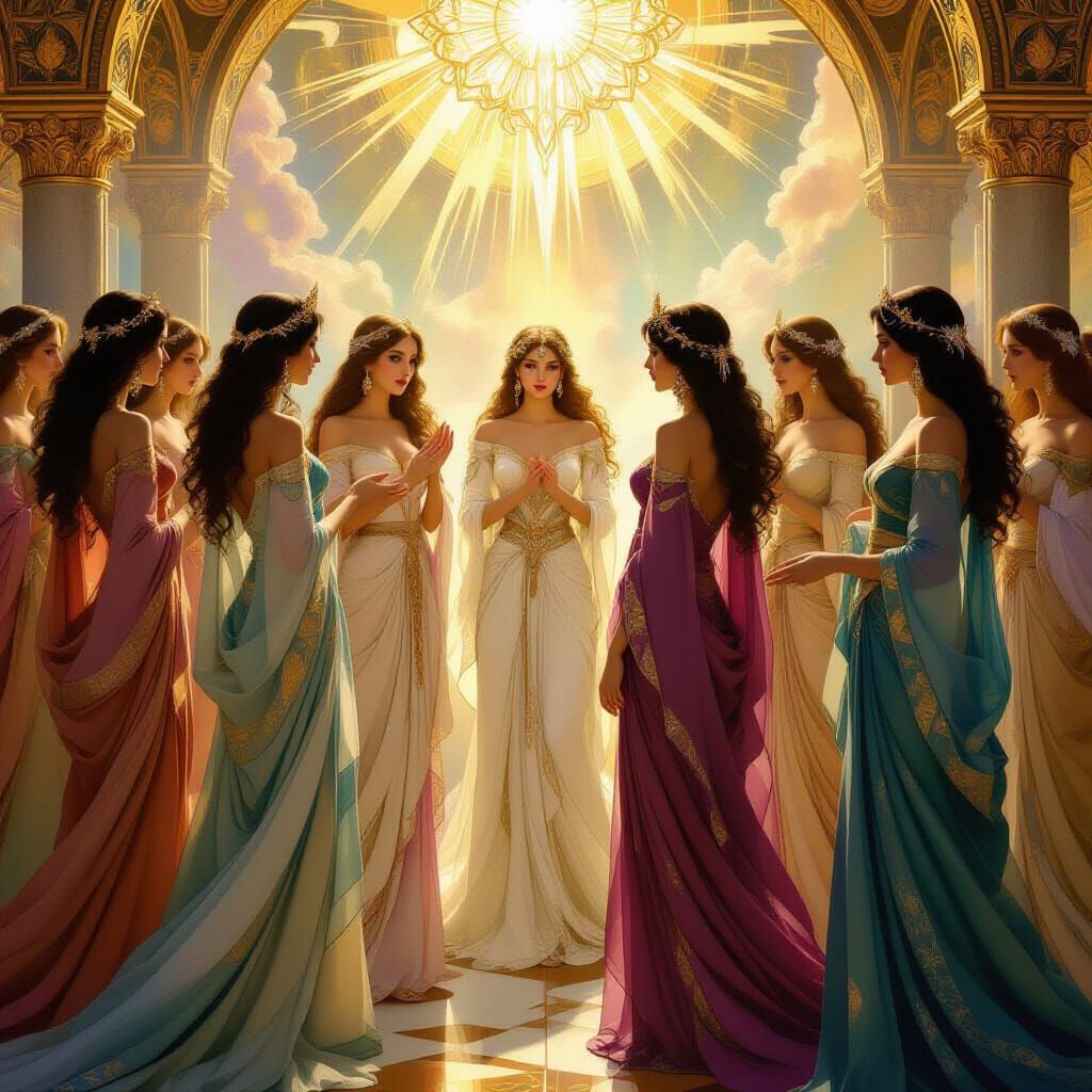 Ethereal Goddesses in Celestial Realm