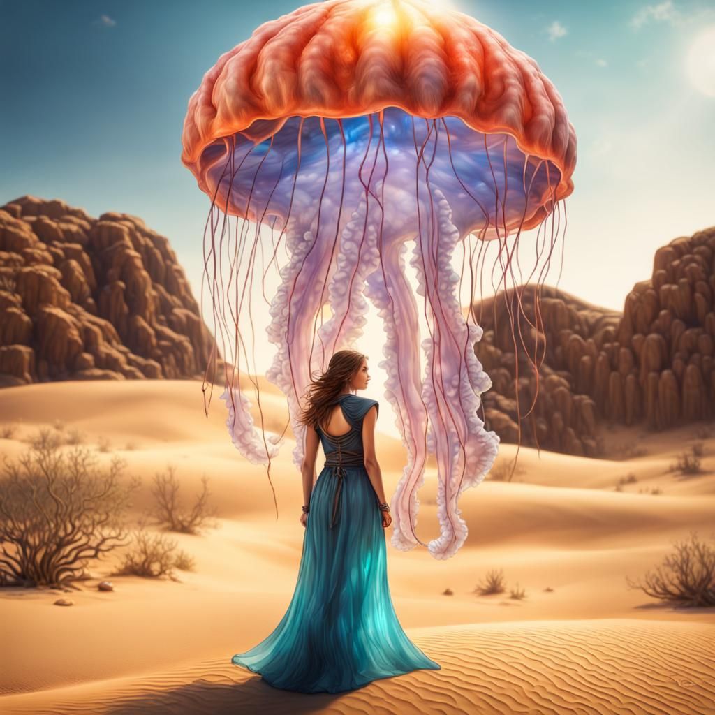 Jellyfish Desert Oasis: A Fantasy Art Adventure