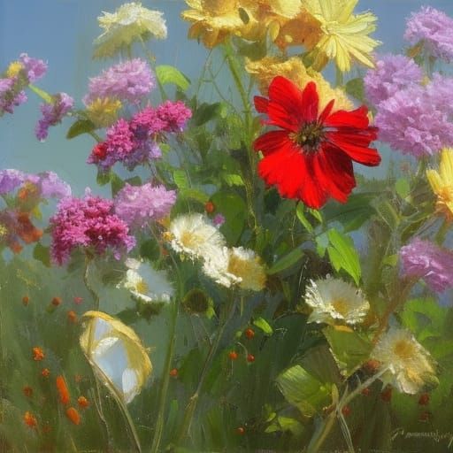 Floral Oil Painting in the Style of James Gurney