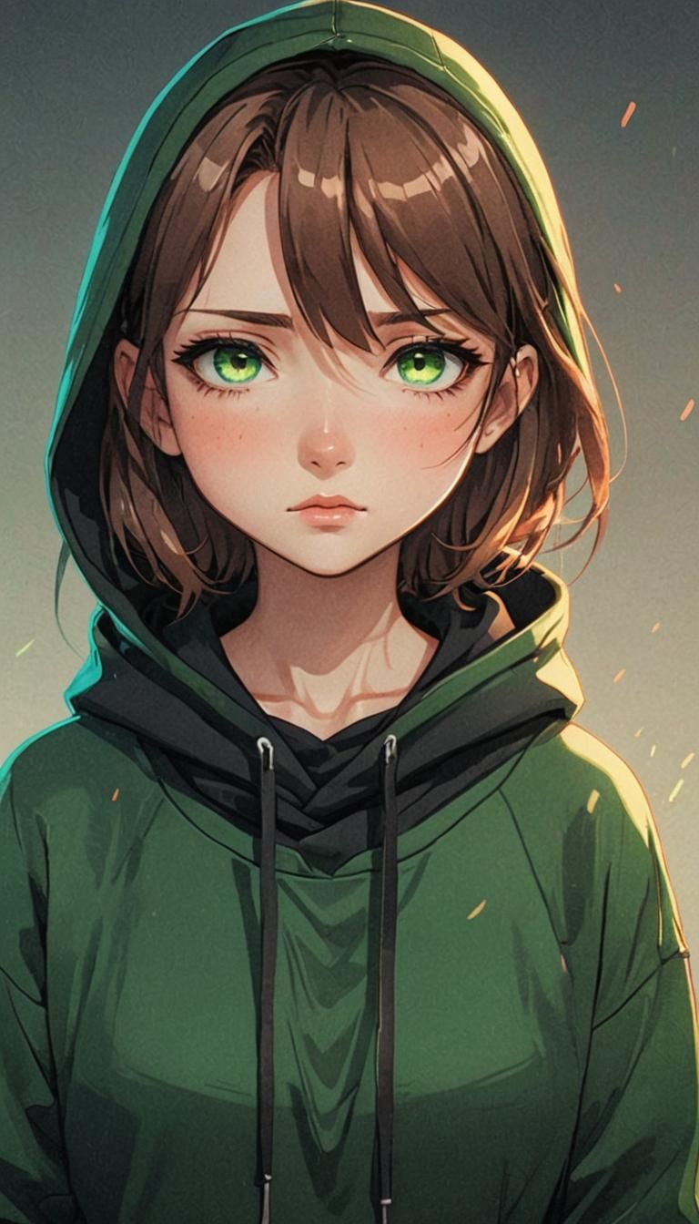 Anime Portrait of a Cute Girl in Manga Style