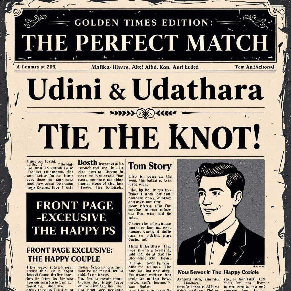 Vintage Newspaper Wedding Invitation Design