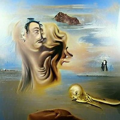 Surrealist Man Stares at Dead Woman in Oil