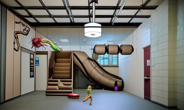 Surreal Liminal Space: Blending Mall, School, and Playground