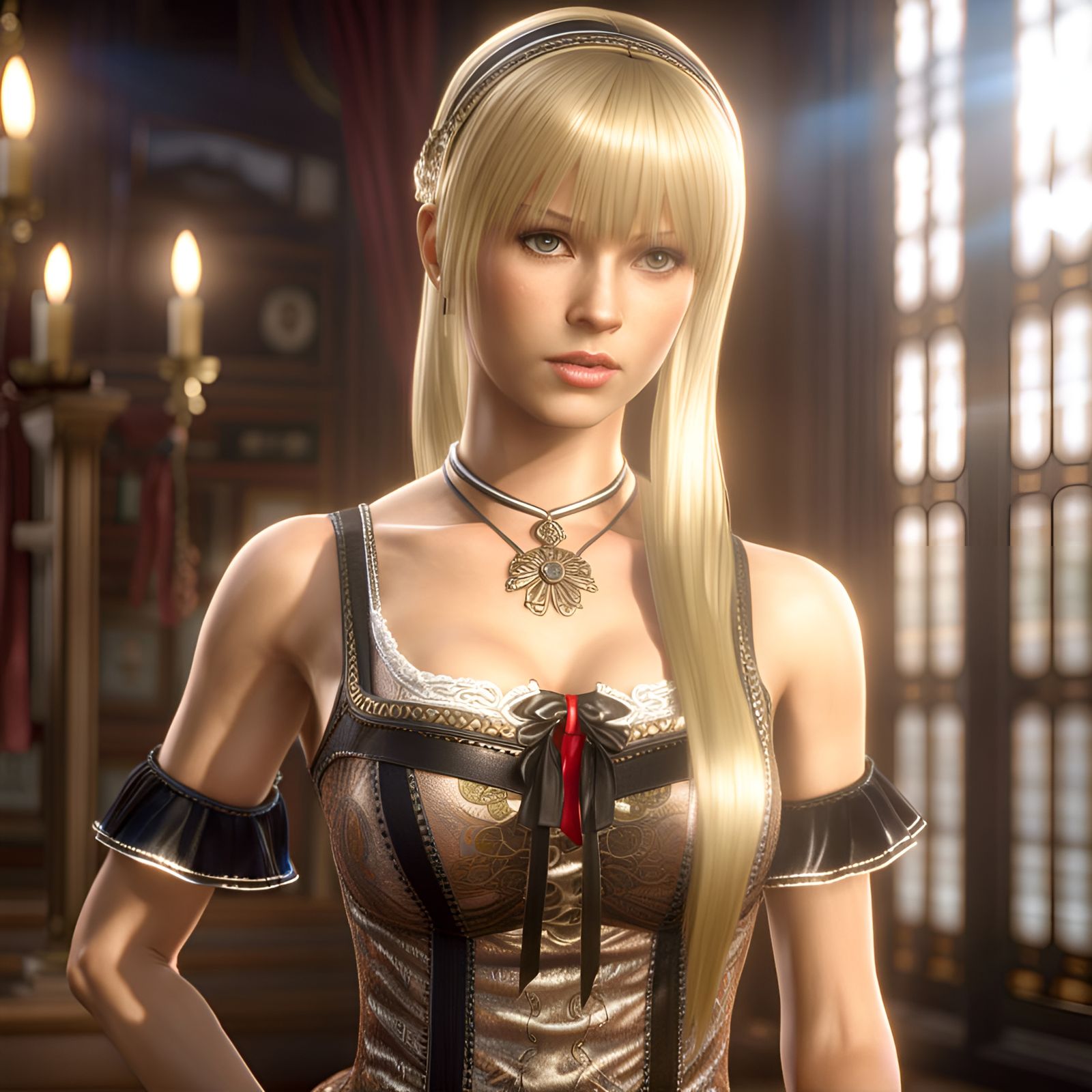 Photorealistic Portrait of Woman in Sheer Dress