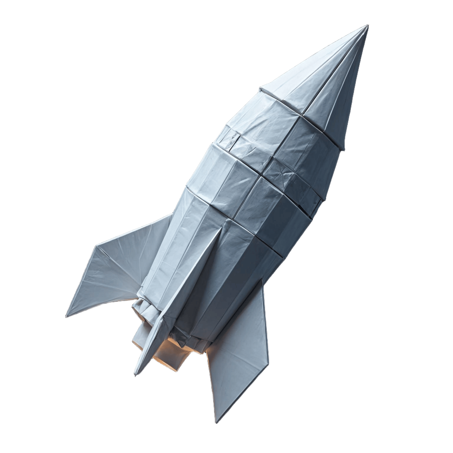 White Rocket Soaring in Space: Origami Papercraft
