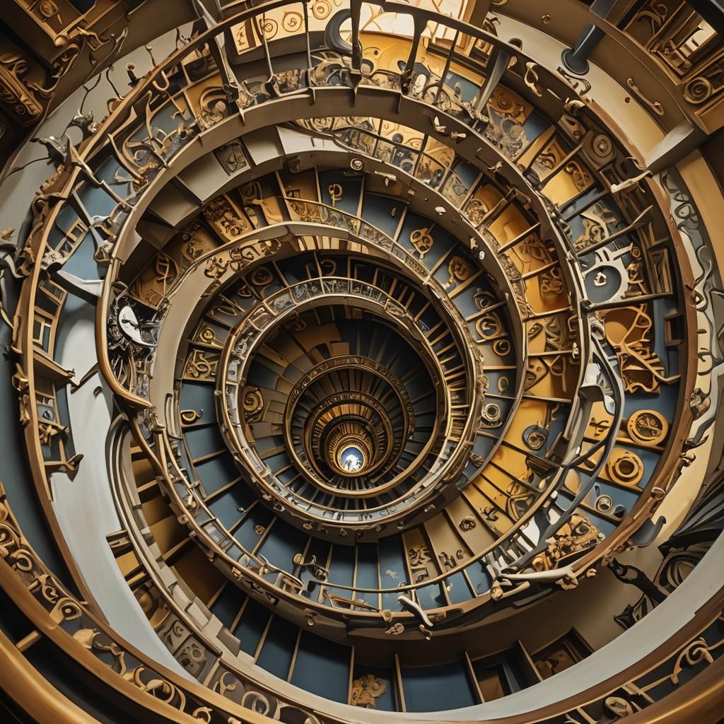 Surreal Spiral Staircase in Dreamlike Style