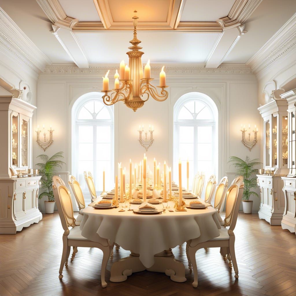 Bright Victorian Dining Room with Candles