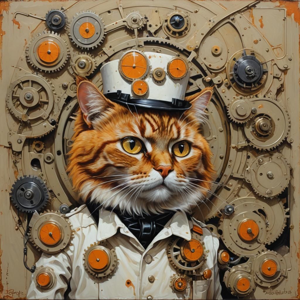 Clockwork Orange Cat in Oil Painting Style