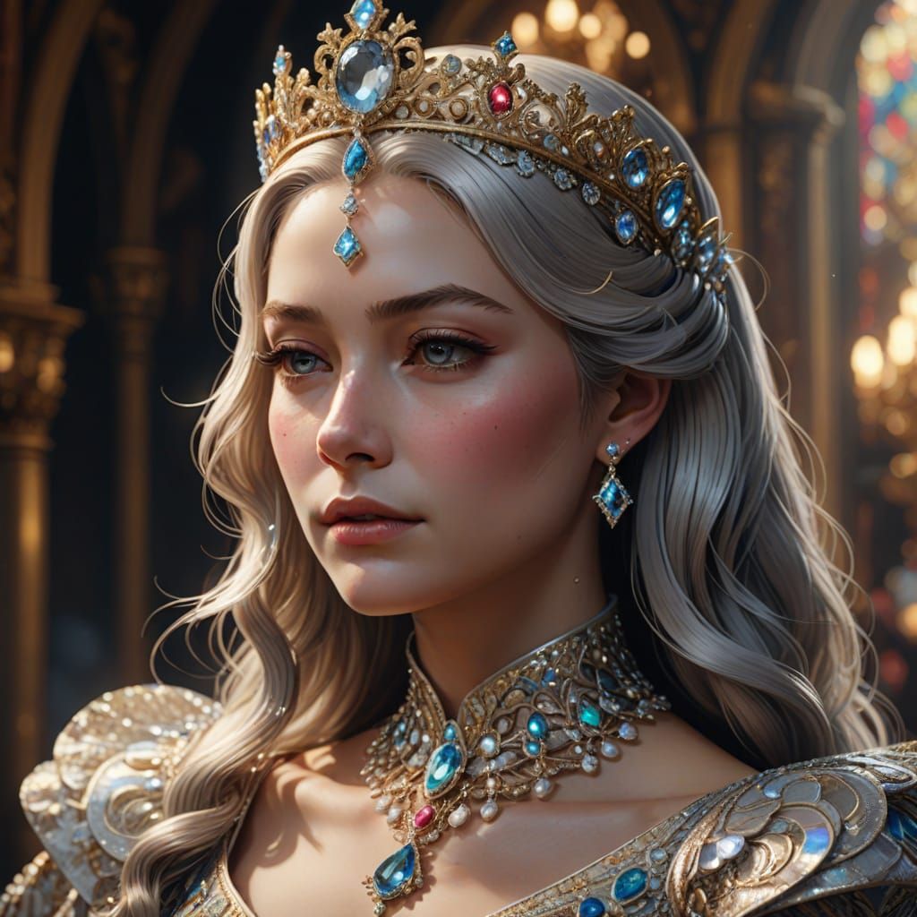 Regal Queen in Vibrant Anime Art Style