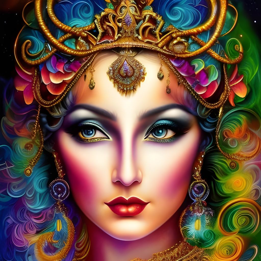 Ornate Goddess Portrait in Dark Fantasy Style