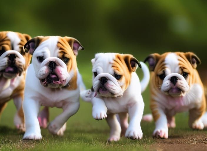 Bulldog Puppies and Kittens Chase