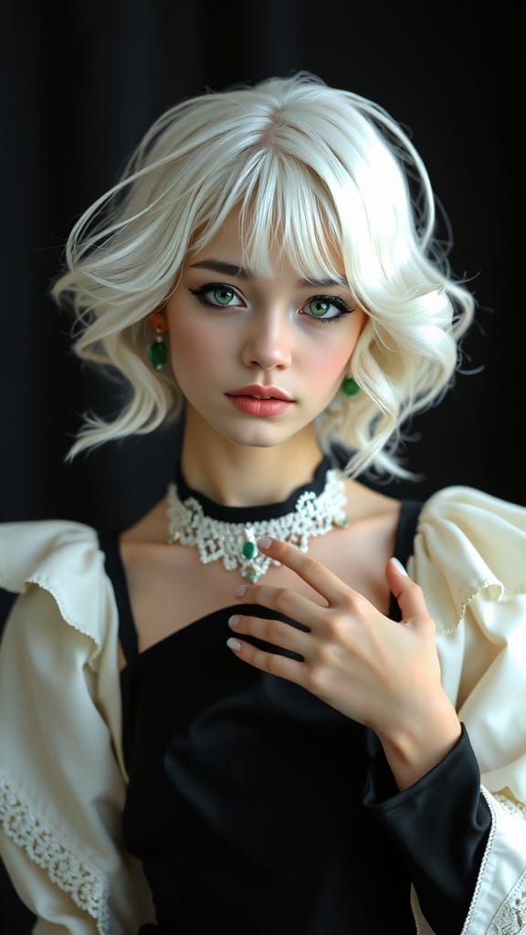 Elegant Belle Epoque Girl in High-Contrast Black and White