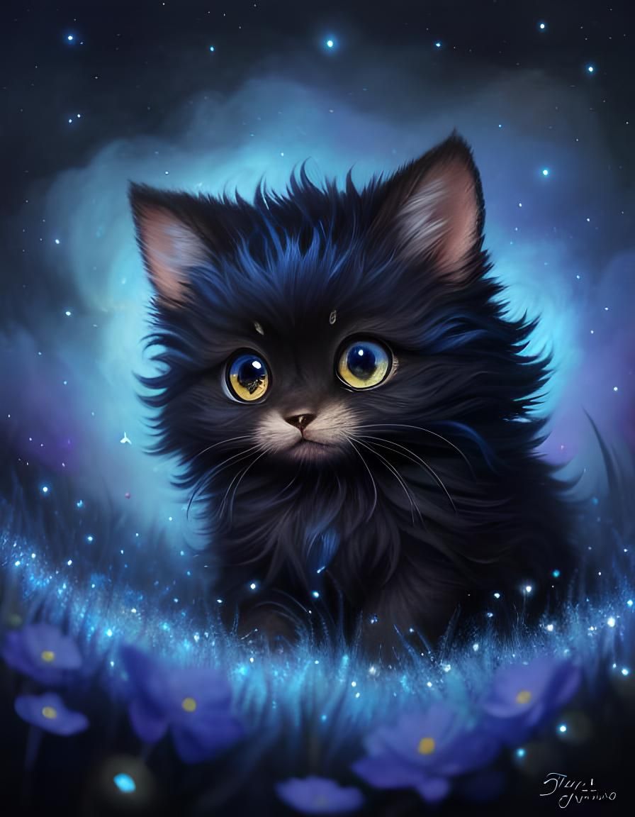 Fluffy Fantasy Creature in Flower Rain