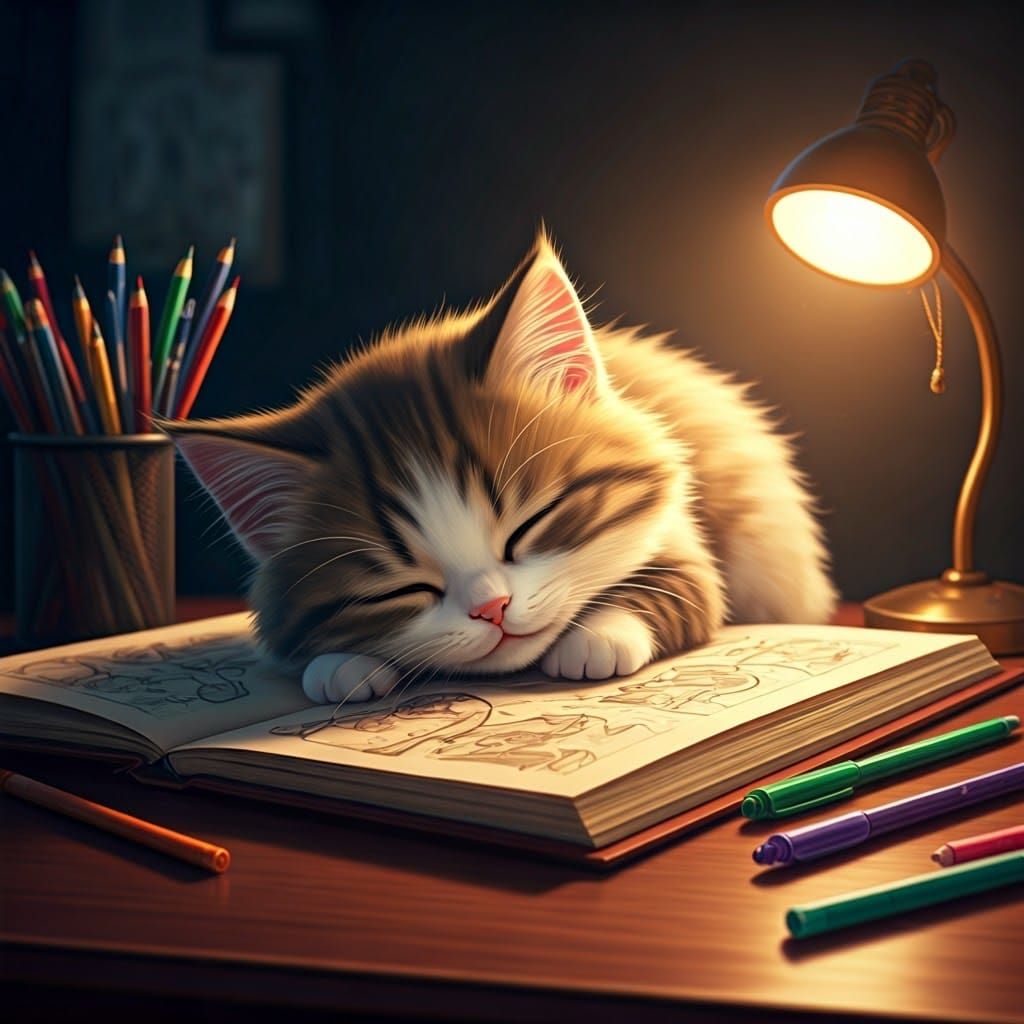 Whimsical Chibi Kitty Dreams