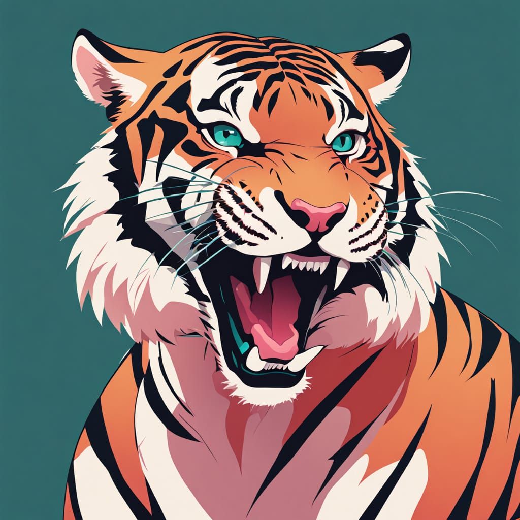 Realistic Anthropomorphic Tiger Portrait in Digital Illustra...