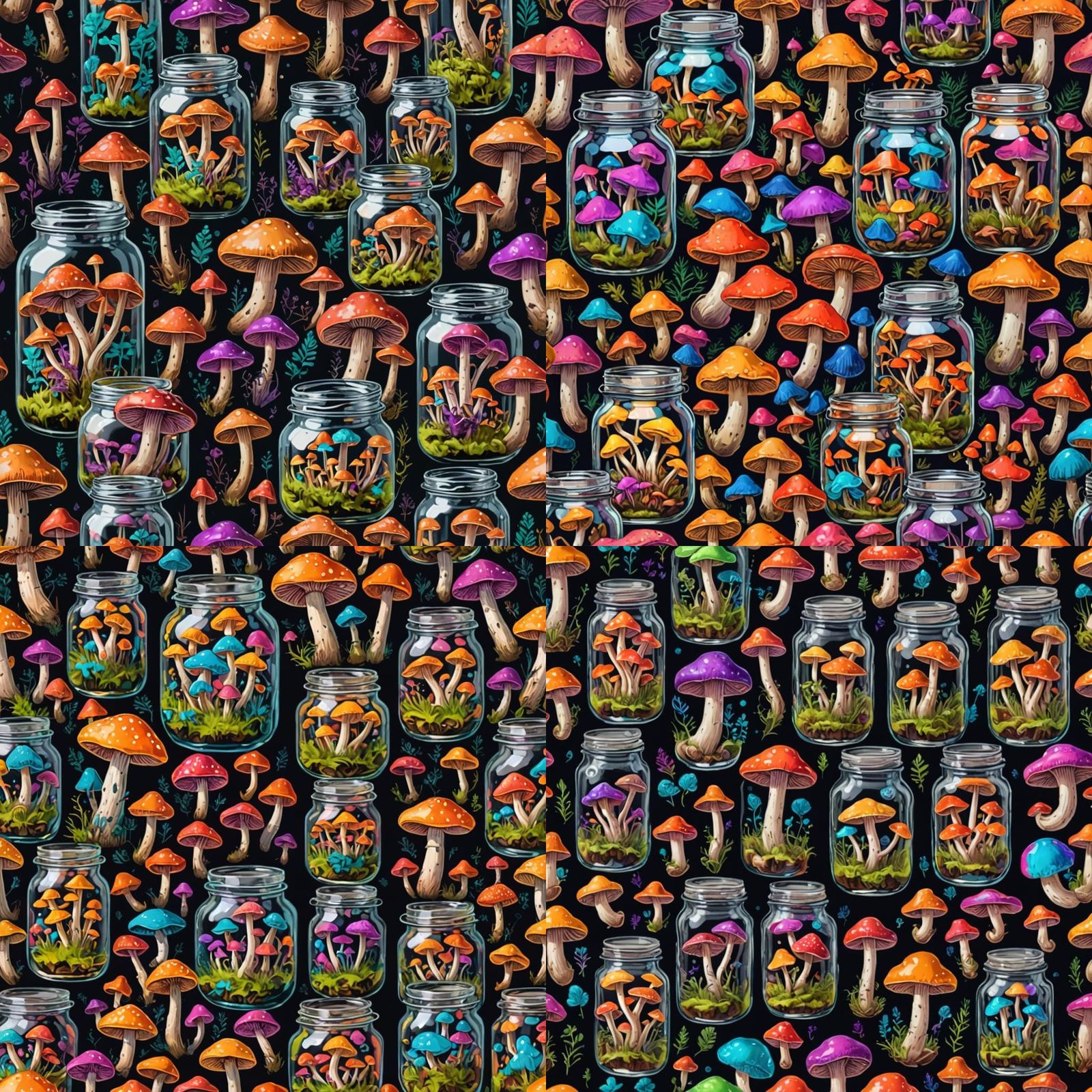 Psychedelic Mushrooms Growing in Jars