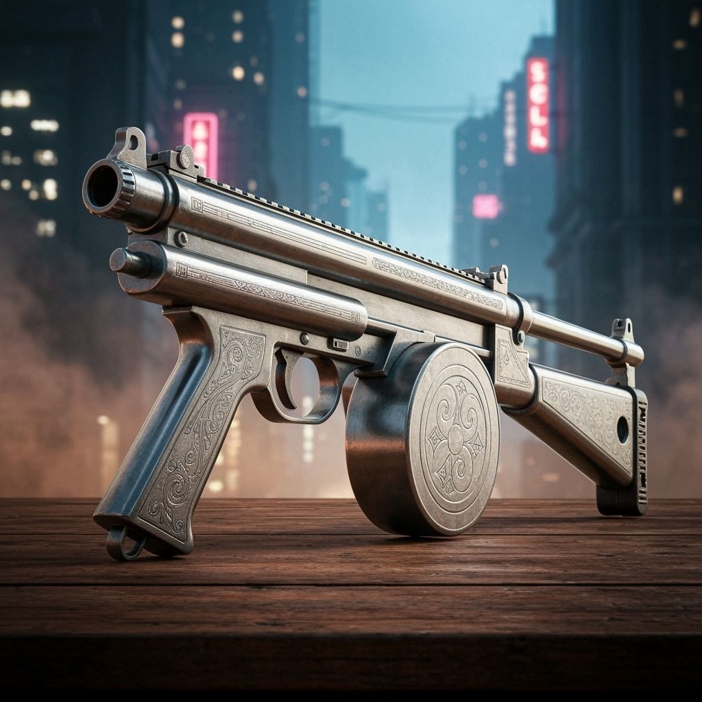 Vintage Thompson Gun: Noir-Era Art Deco