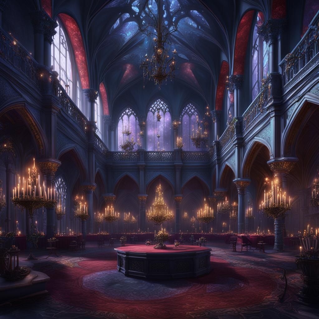 Gothic Palace Party: Detailed Matte Painting