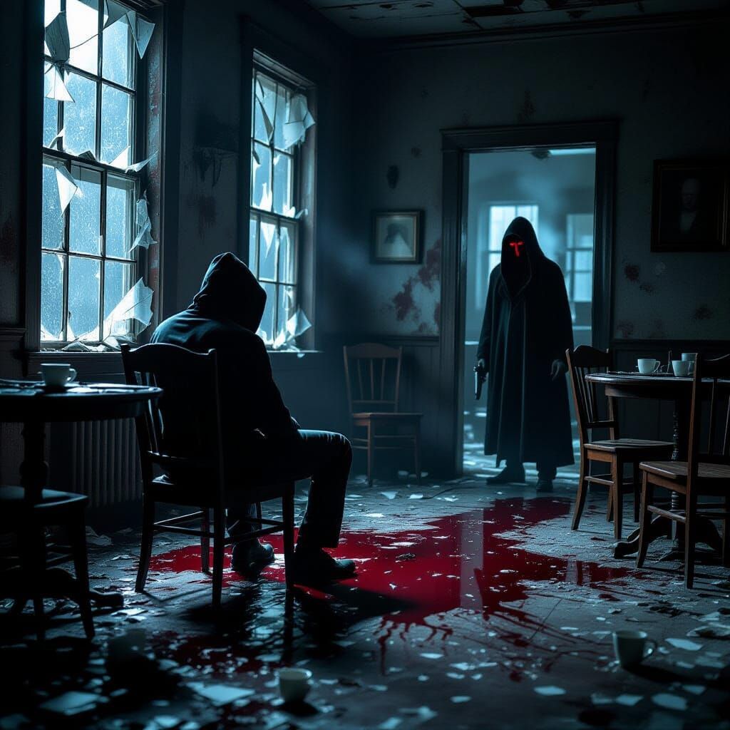 Noir Murder Scene in Abandoned Room