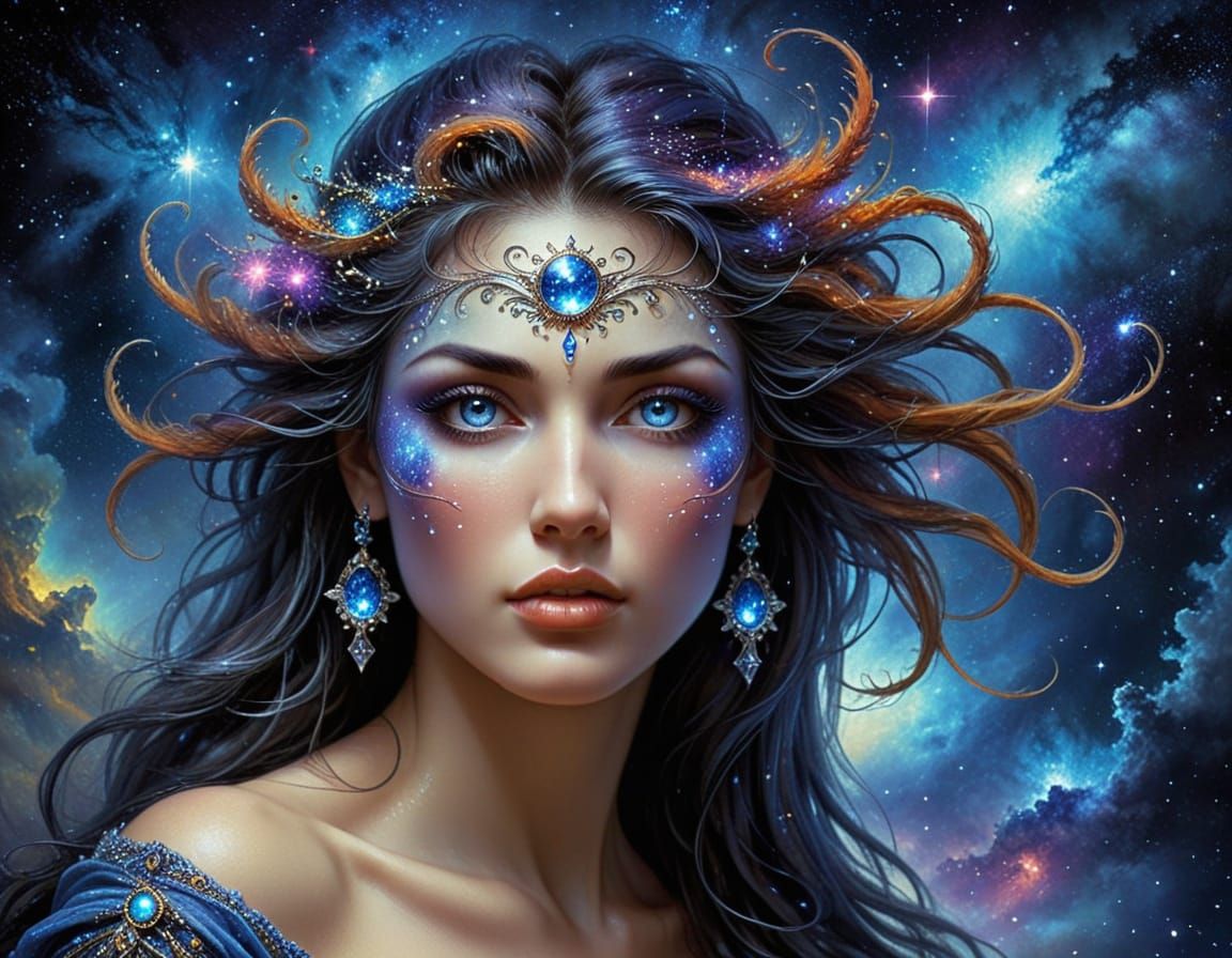 Benevolent Cosmic Goddess Unveils the Universe