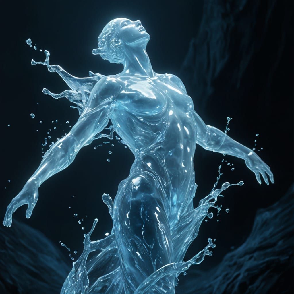 Ethereal Water Sculpture Frozen in Motion