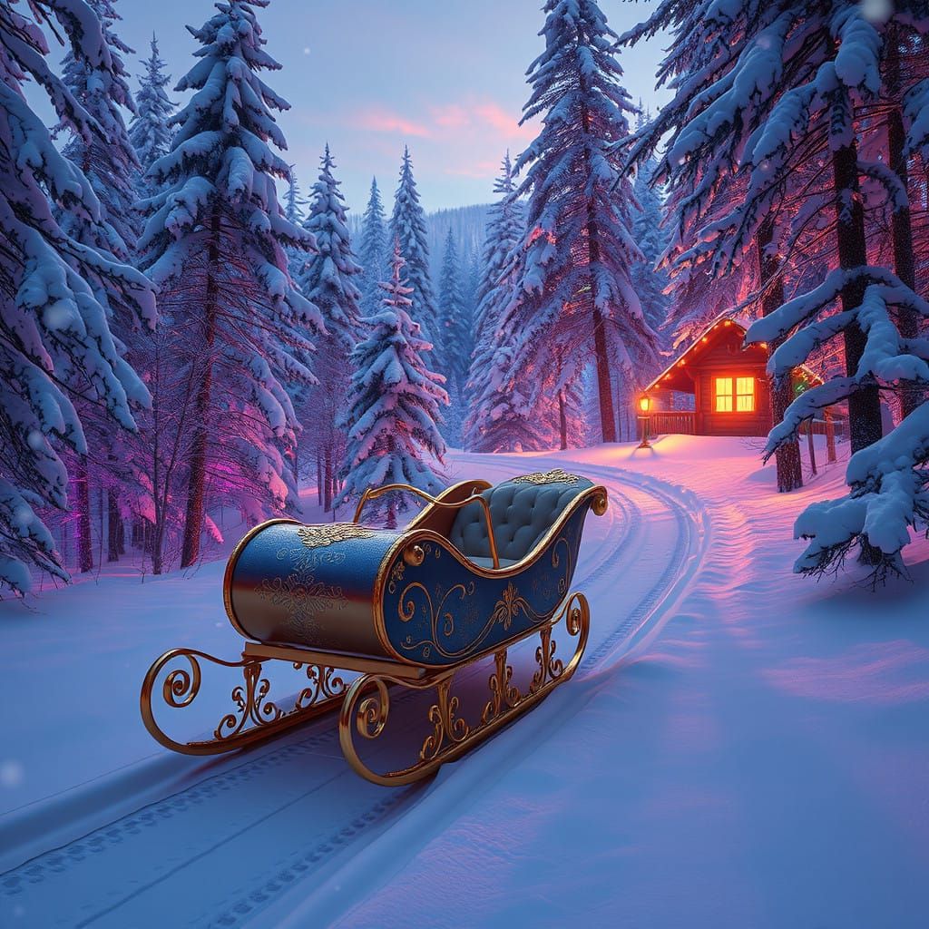 Magical Sled Ride Unfolds at Dusk