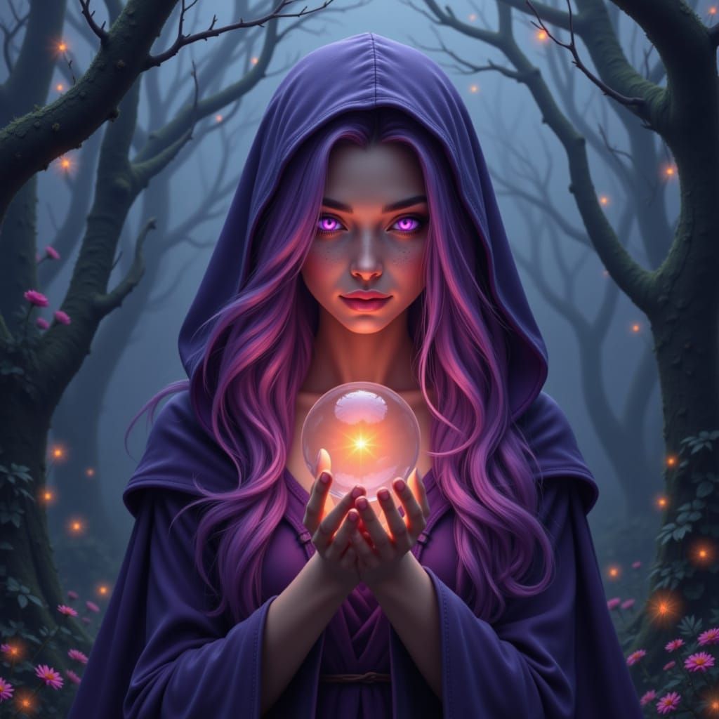 Enchanted Forest Wizard Casting Spell in Dawn Light