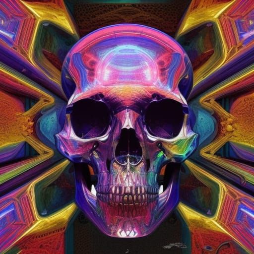 Holographic Skull in Prismatic Colors, 8K Resolution