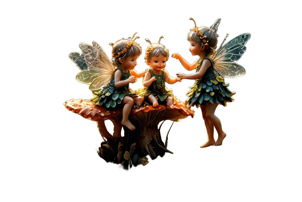 Detailed Macro Photograph of Baby Fairies Dancing