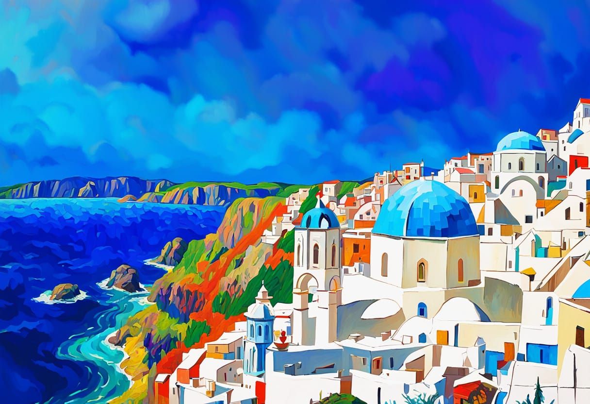 Dramatic Expressionist Painting with Thick Impasto Texture