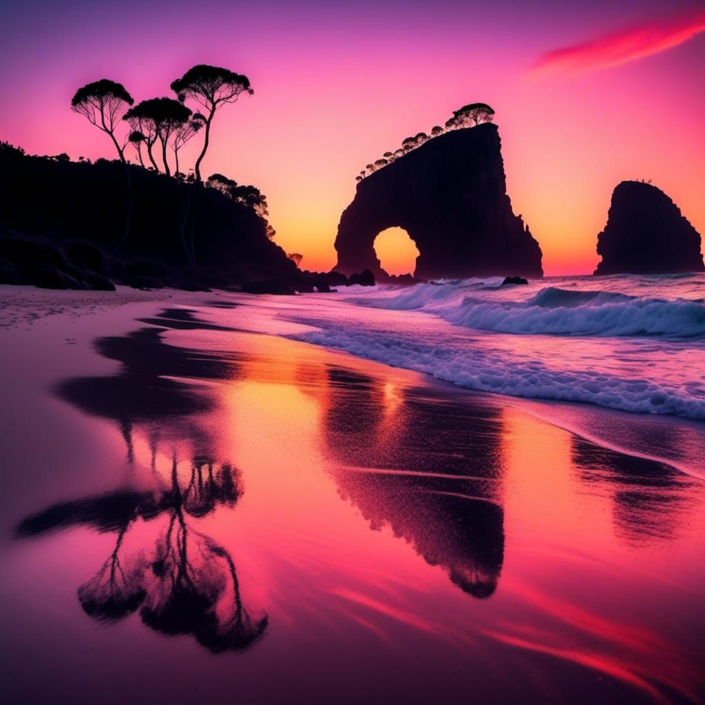 Rainbow Beach Silhouette at Sunset