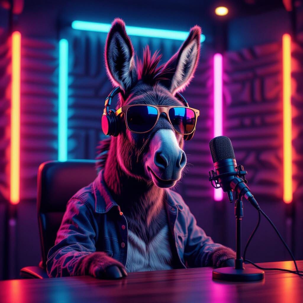 Cool Donkey Hosting Podcast in Modern Studio
